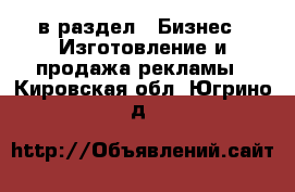 в раздел : Бизнес » Изготовление и продажа рекламы . Кировская обл.,Югрино д.